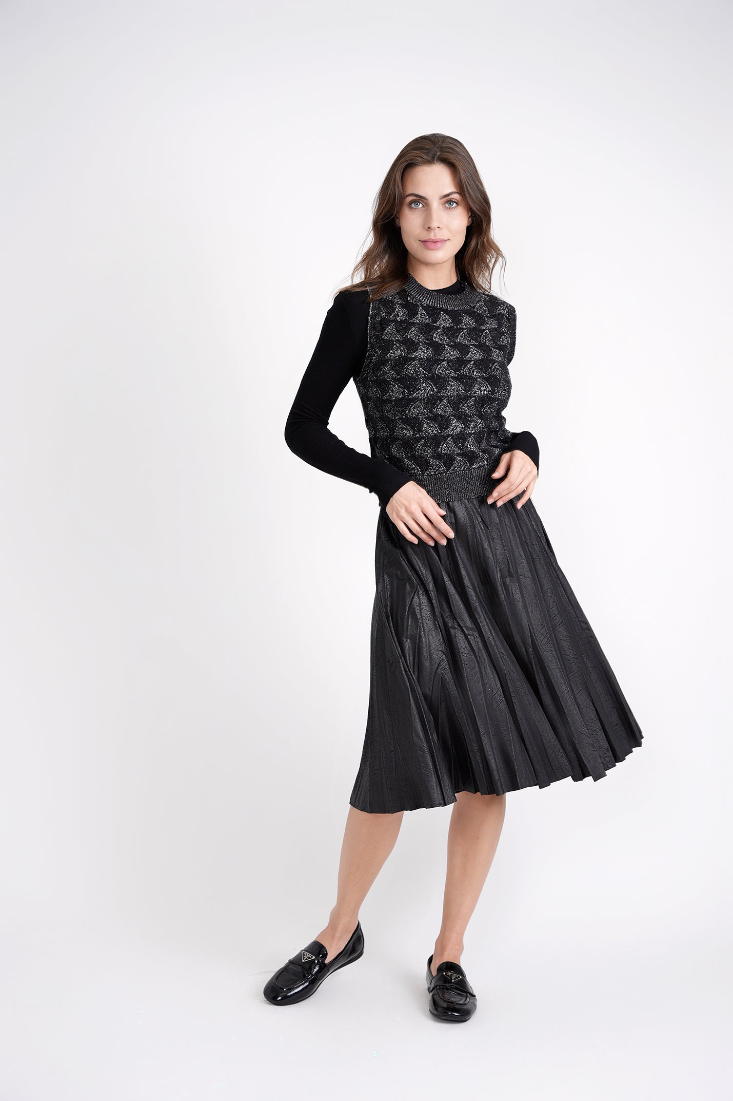 Squiggle Textured Vest in Cocoa Mix by Ginger