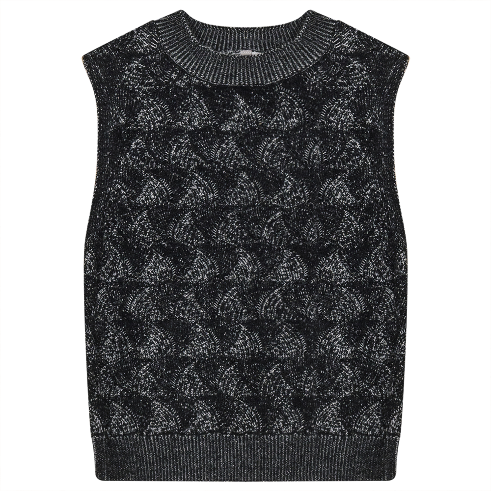 Squiggle Textured Vest in Black Mix by Ginger