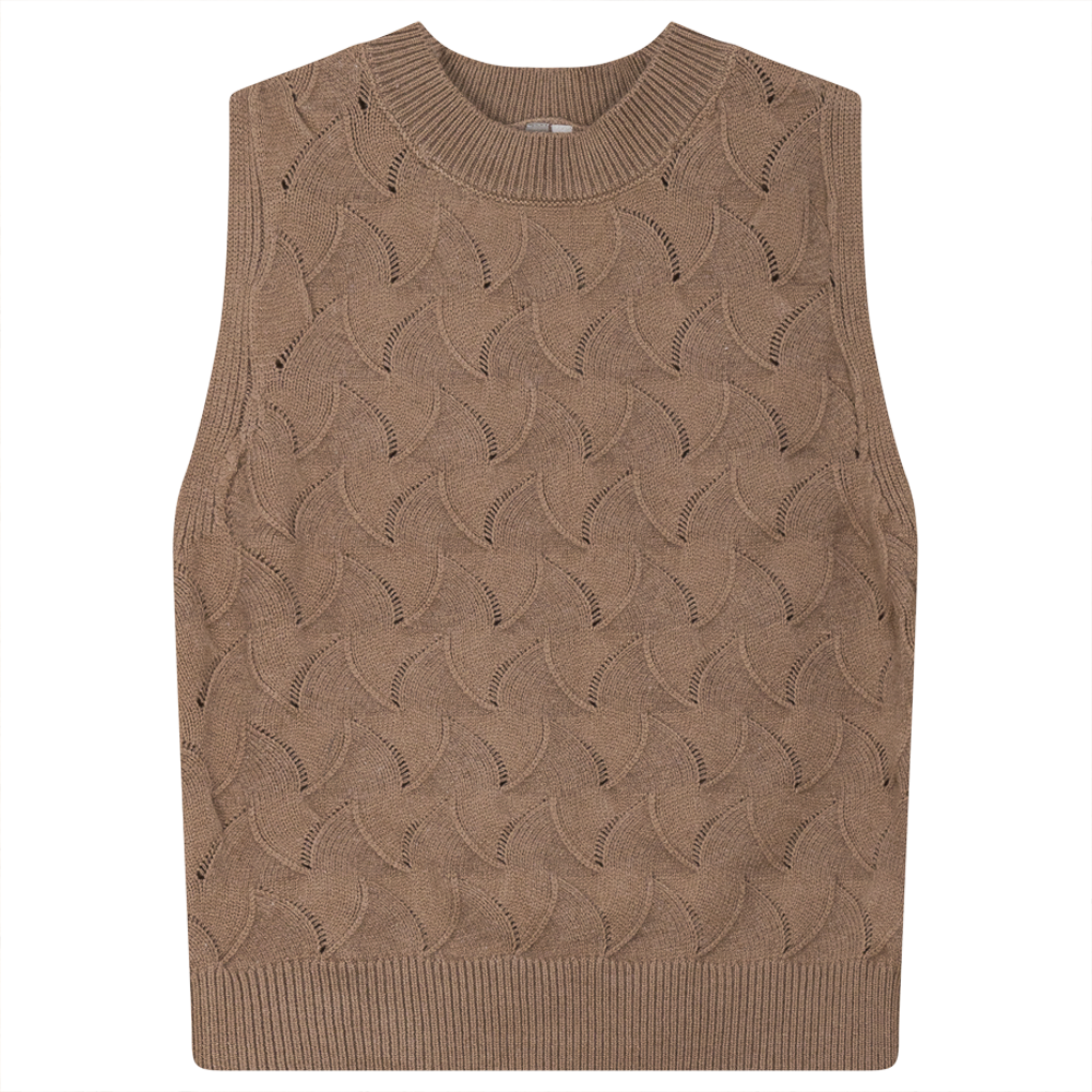 Squiggle Textured Vest in Cocoa Mix by Ginger