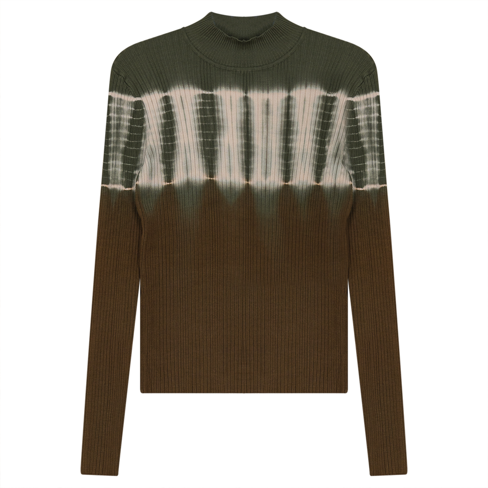 Knit Tie Dye Top in Olive Cognac by FYI