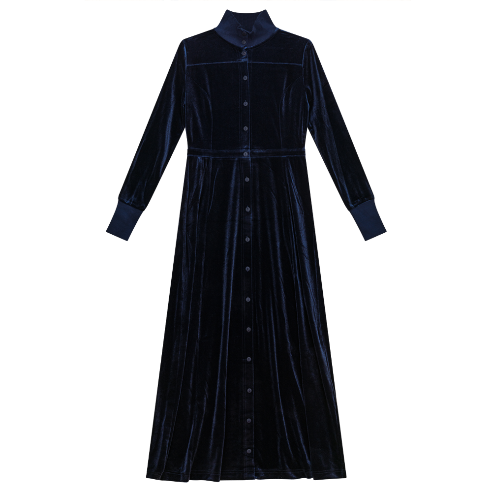 Slinky Velour Dress in Navy by FYI
