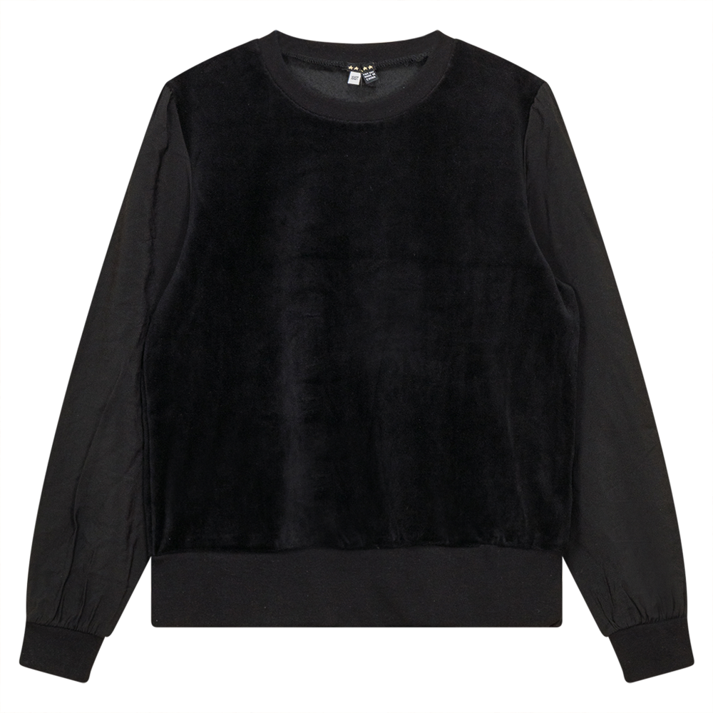 Cotton Velour Top in Black by 5 Stars