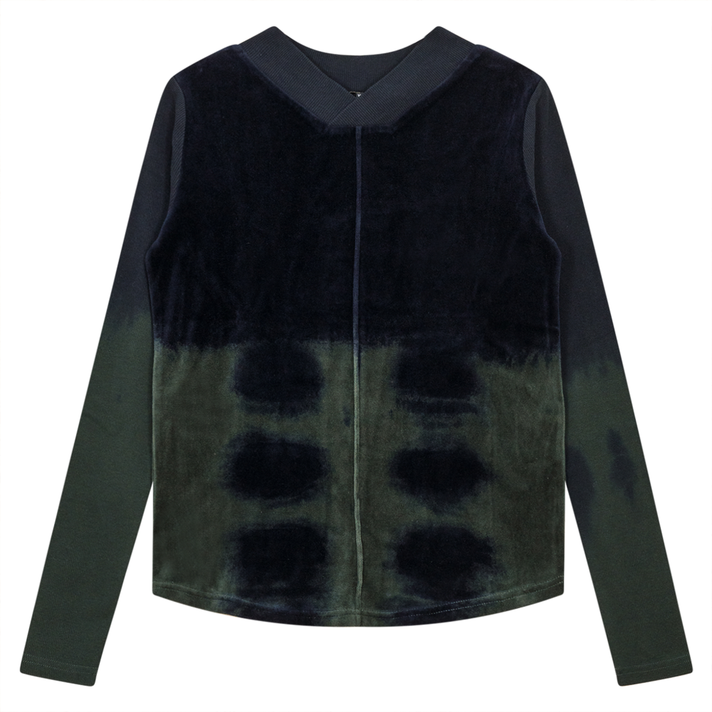 Tie Dye Cotton Velour Top in Olive Midnight by 5 Stars