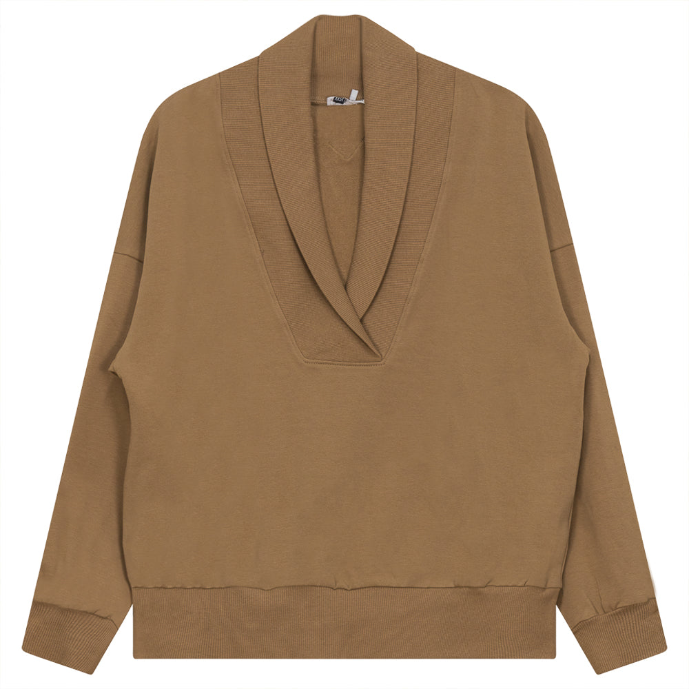 Shawl Collar Sweater in Wood Smoke by FYI