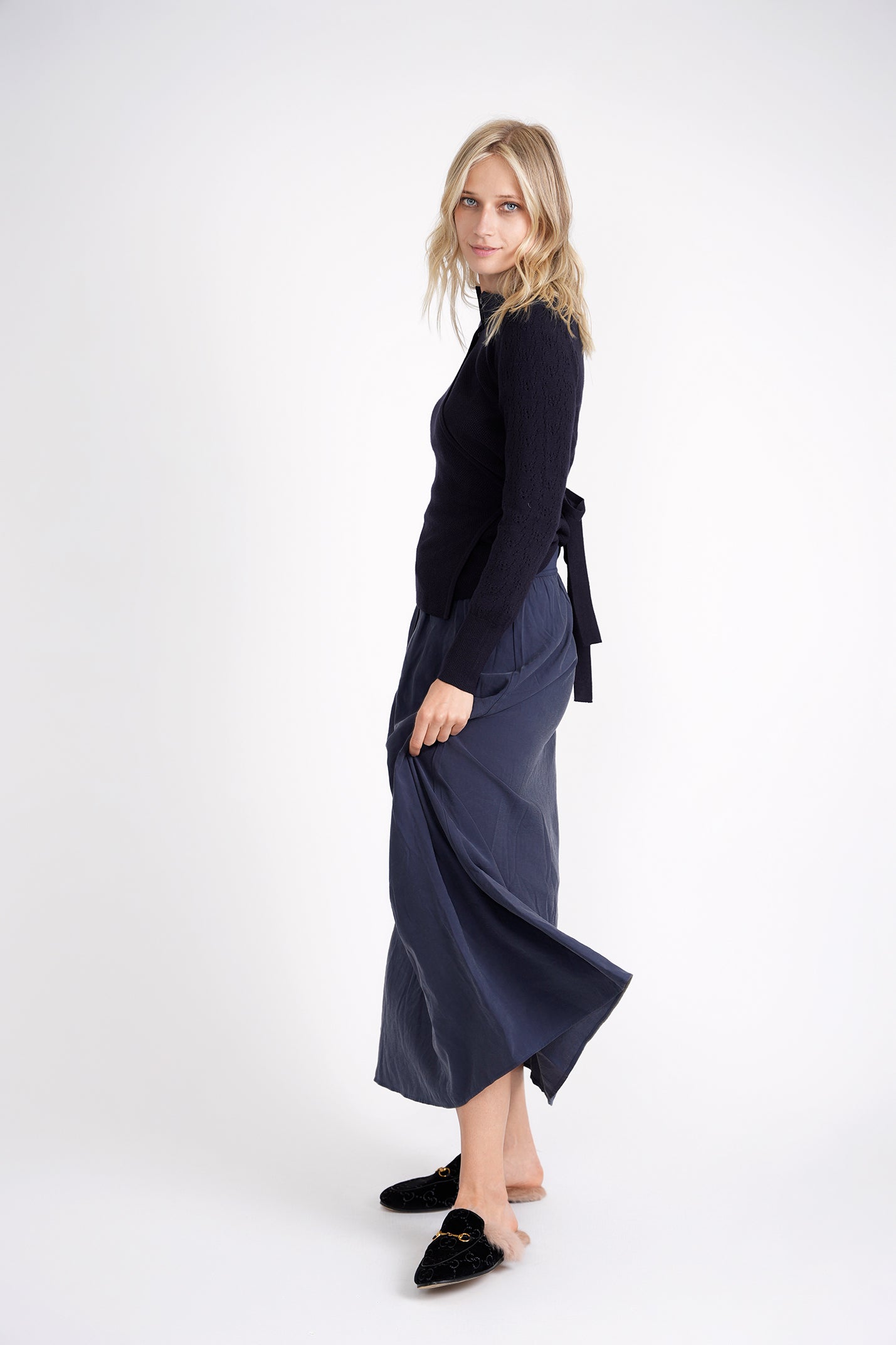 Square Knit Wrap Top in by Ginger