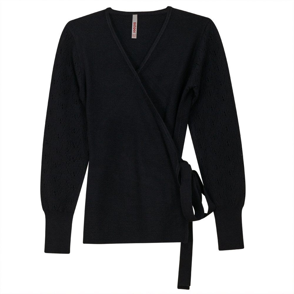 Square Knit Wrap Top in Black by Ginger