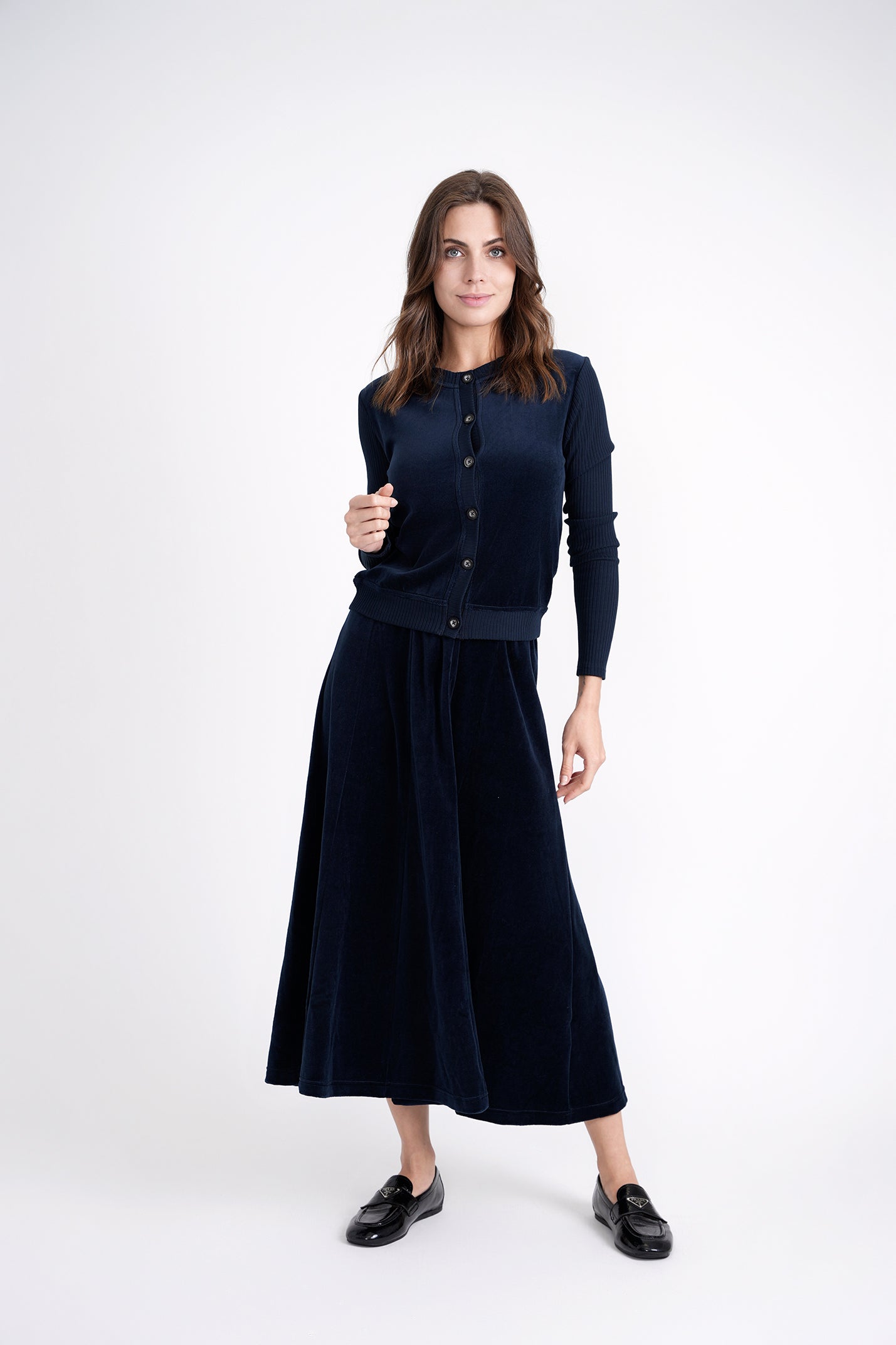 Cotton Velour Cardigan in by 5 Stars