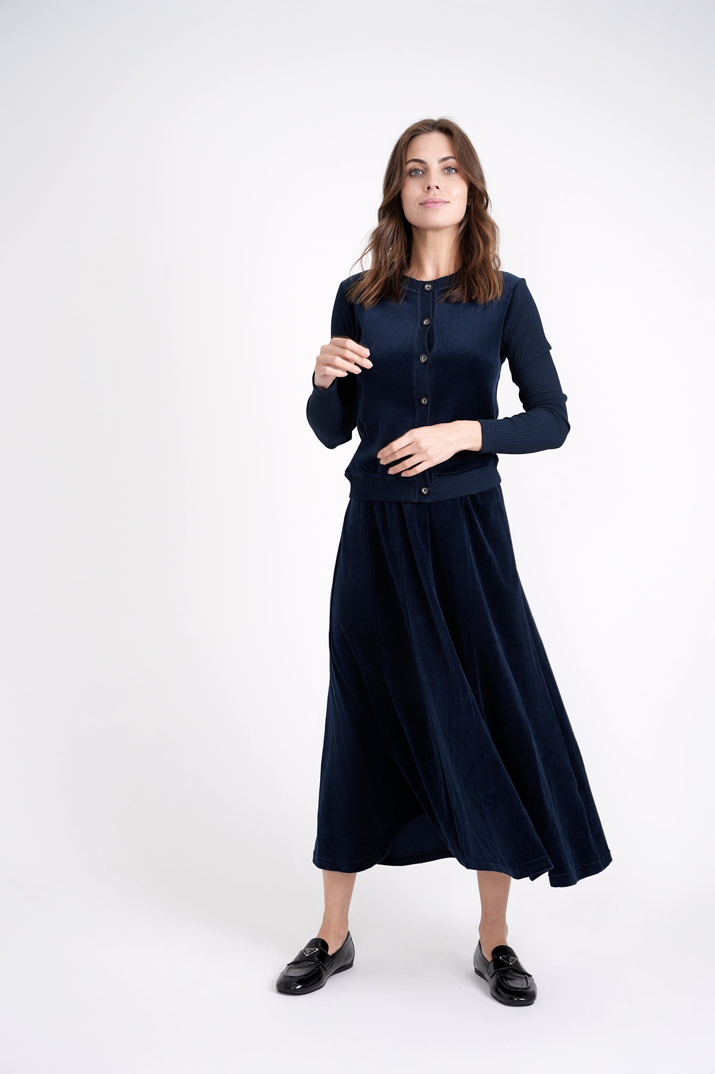 Cotton Velour Cardigan in by 5 Stars