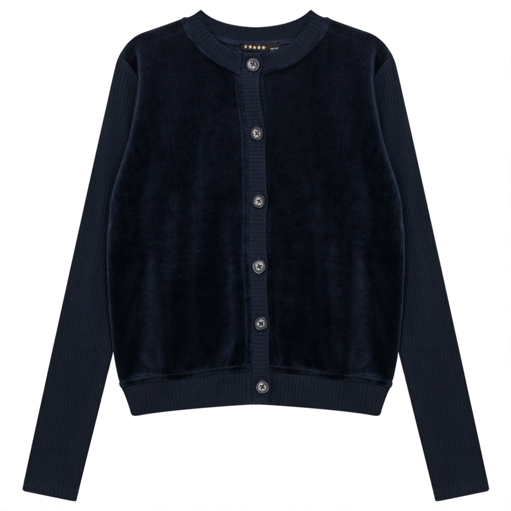 Cotton Velour Cardigan in Midnight by 5 Stars