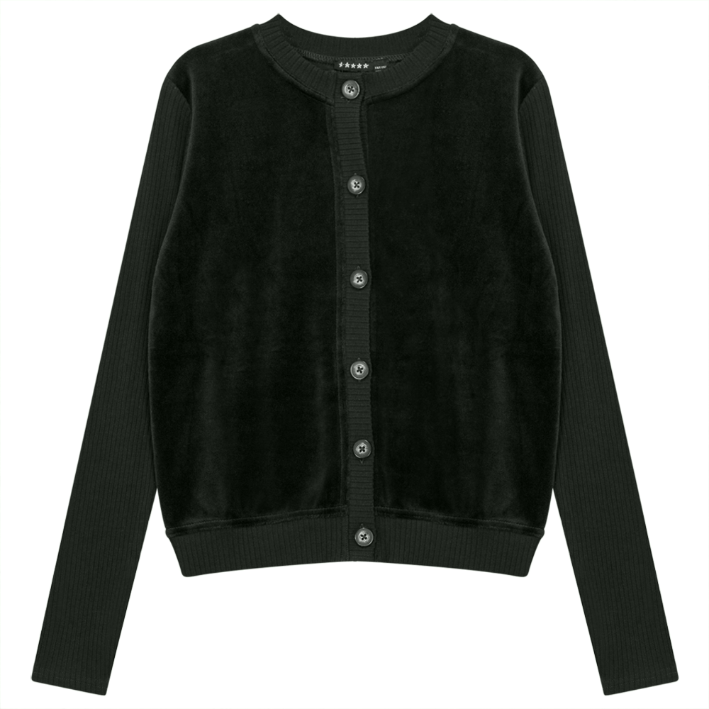 Cotton Velour Cardigan in Olive by 5 Stars