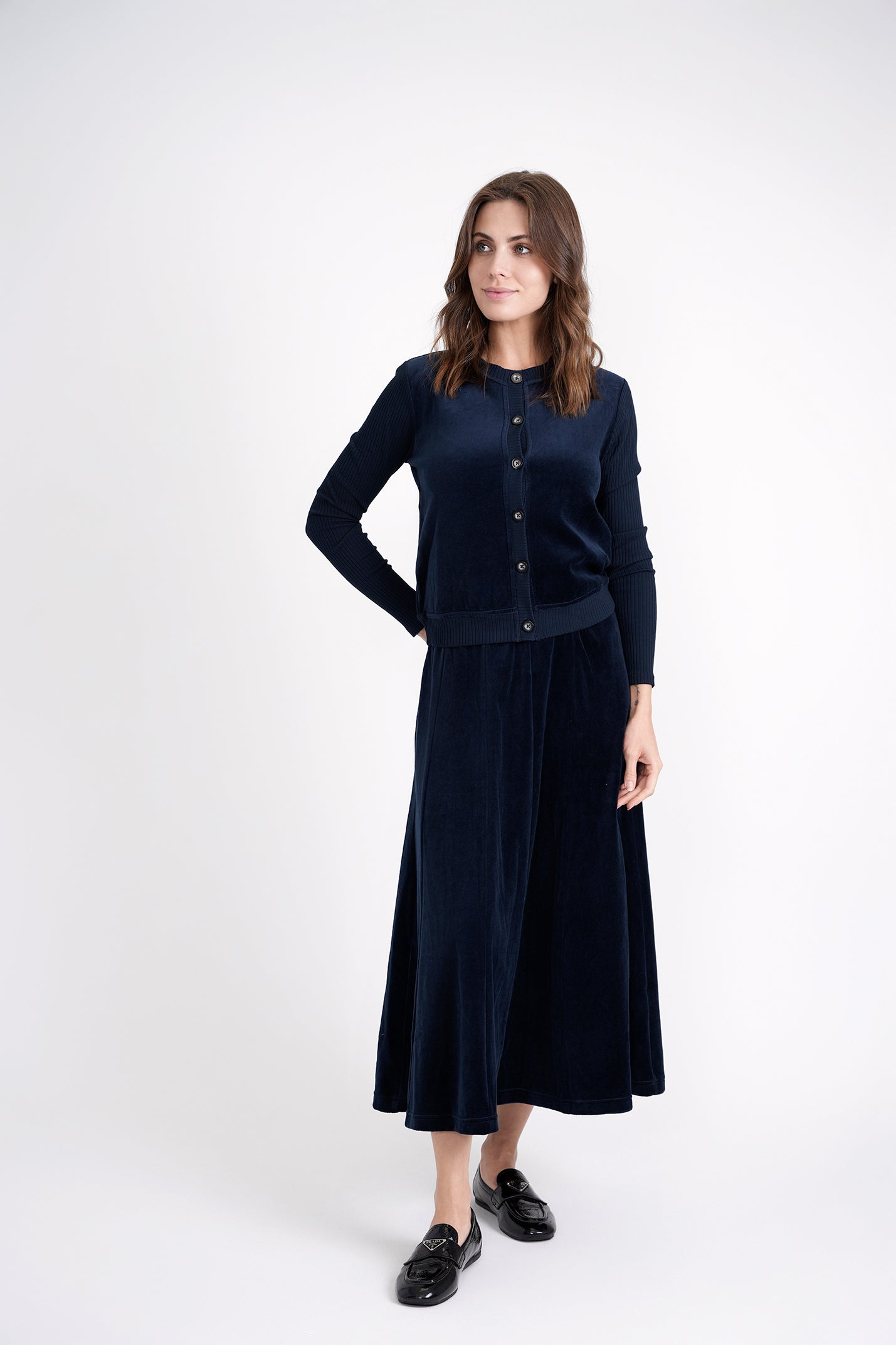 Cotton Velour Cardigan in by 5 Stars