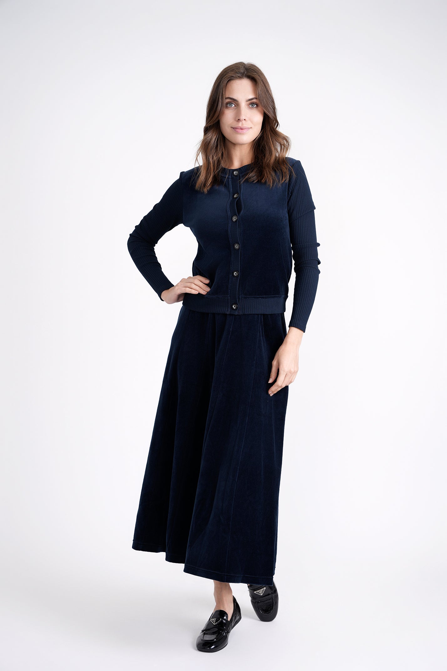 Cotton Velour Cardigan in by 5 Stars