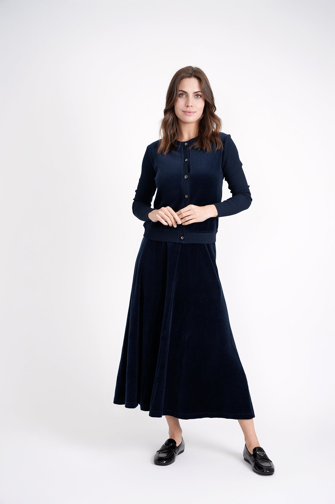 Cotton Velour Cardigan in by 5 Stars