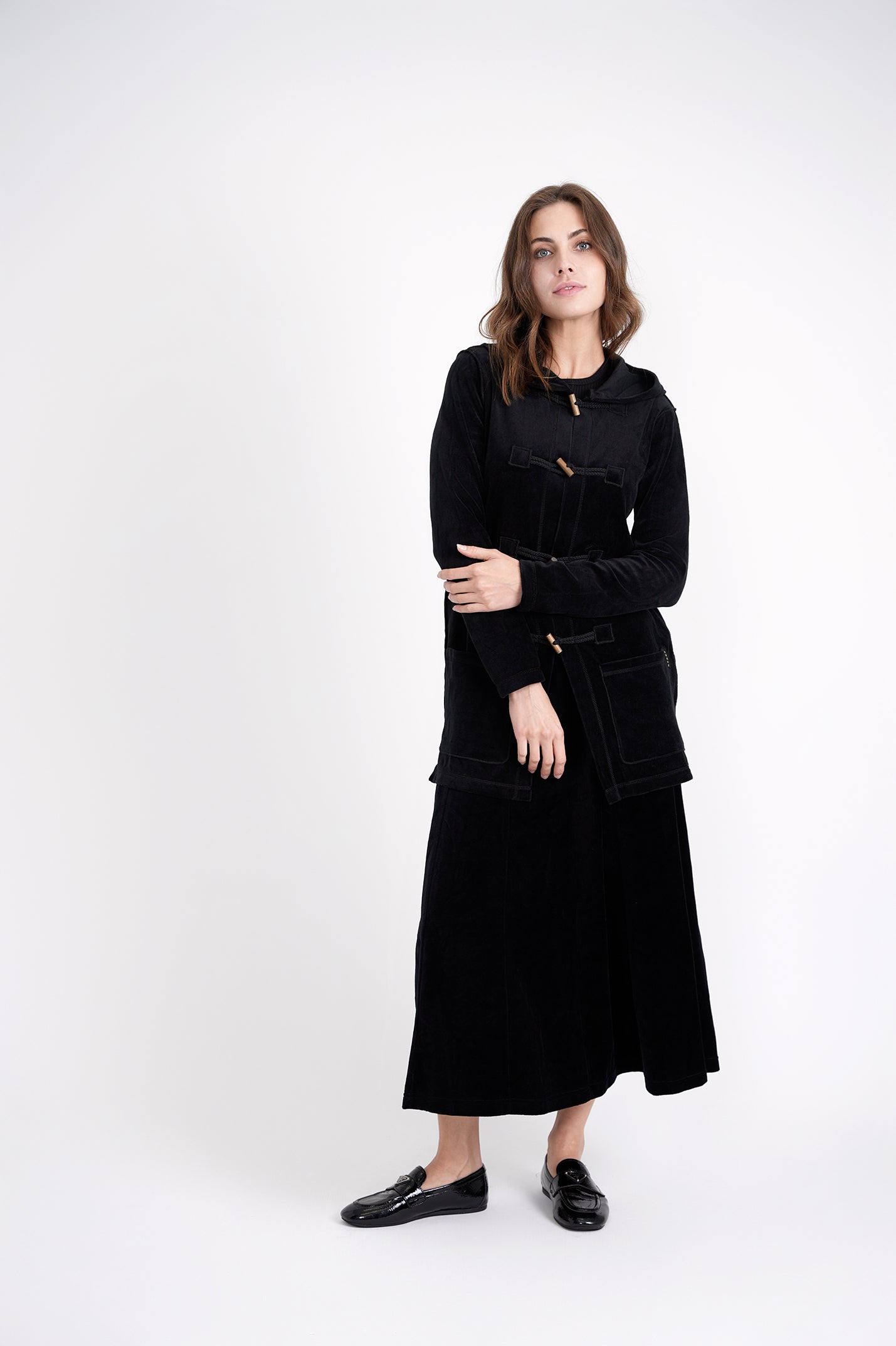 Long Velour Cardigan in by 5 Stars