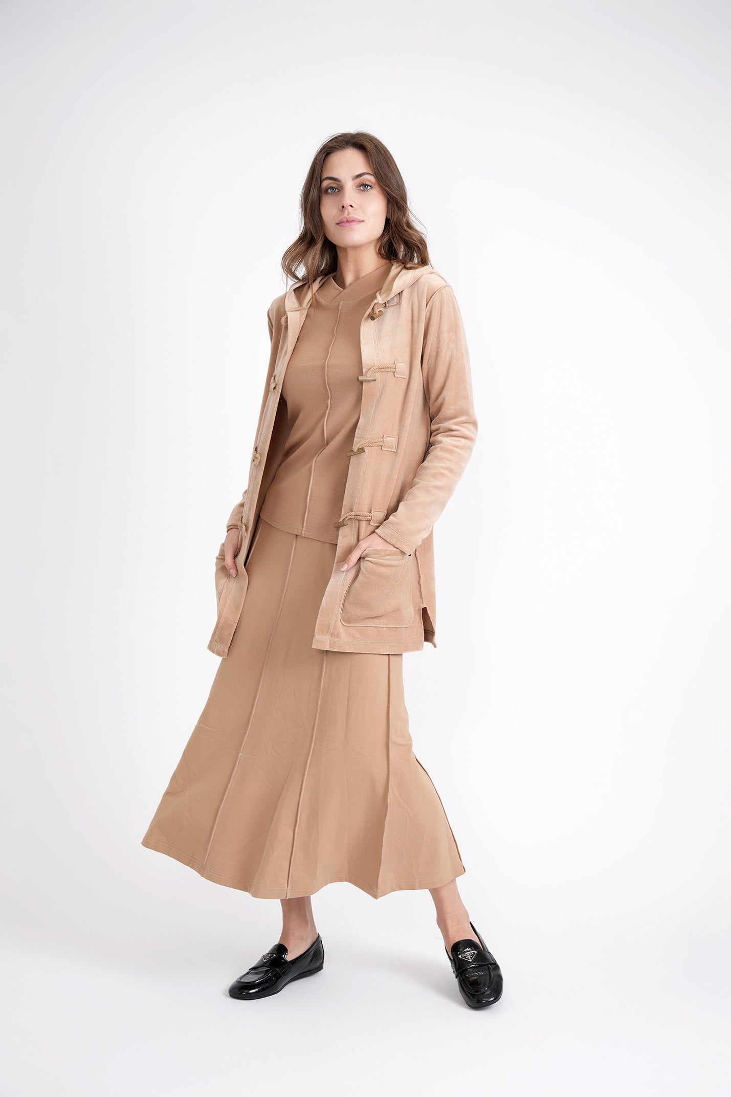 Long Velour Cardigan in by 5 Stars