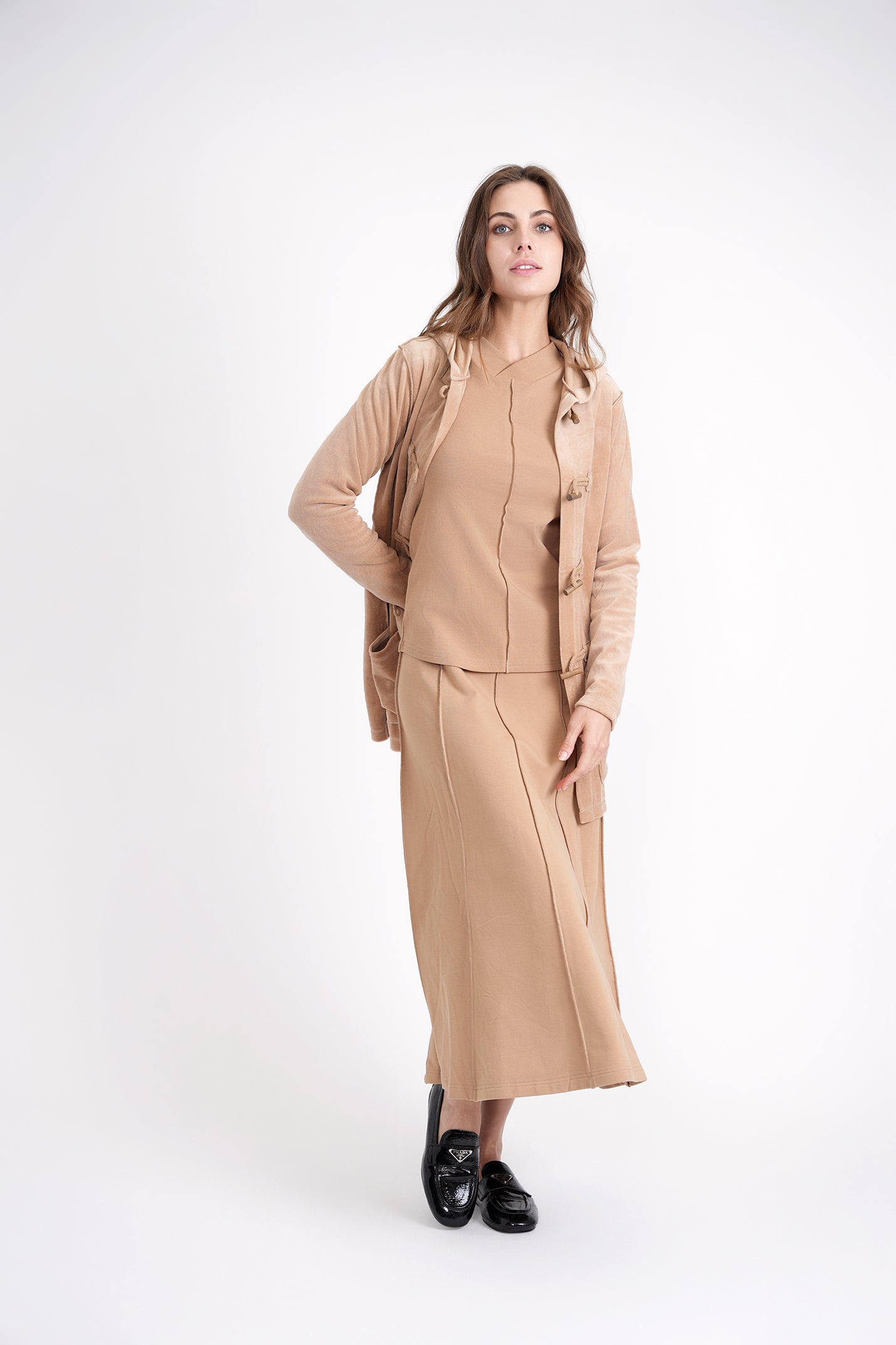 Long Velour Cardigan in by 5 Stars