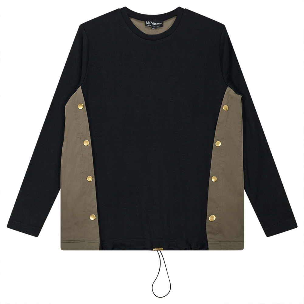 Knit Shirting Combo Bungee Top in Black by MCM