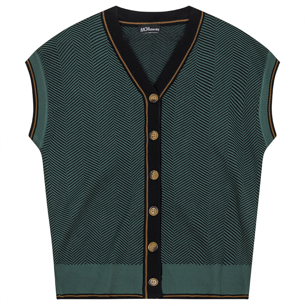 Maternity Herringbone Design Vest Cardigan in by MCM