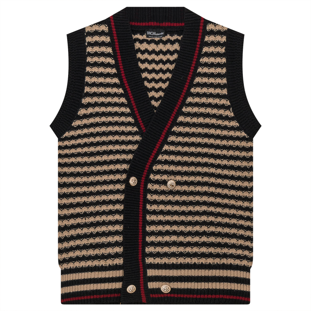 Maternity Stripped Knit Double Breasted Vest in by MCM