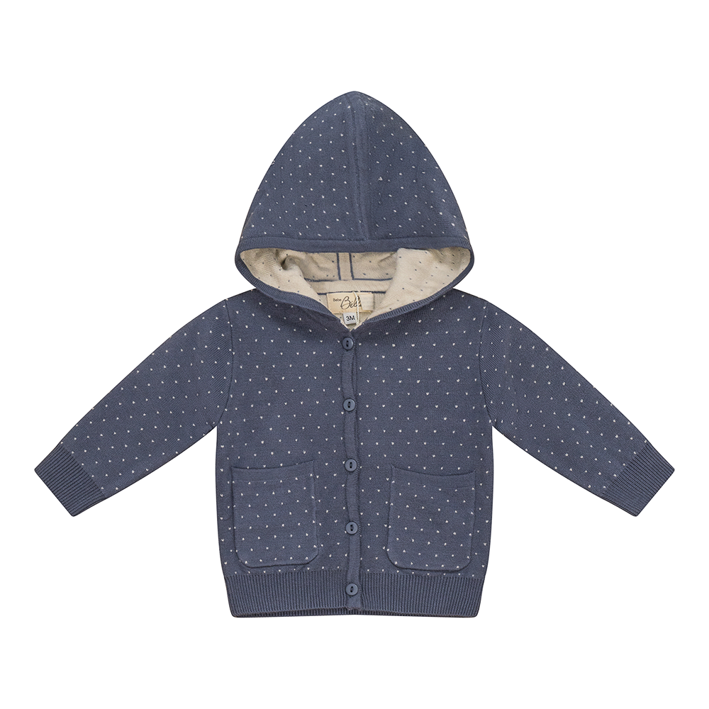 Knitted Jacket in Dark Blue Grey Dark Almond by Bebe Bella