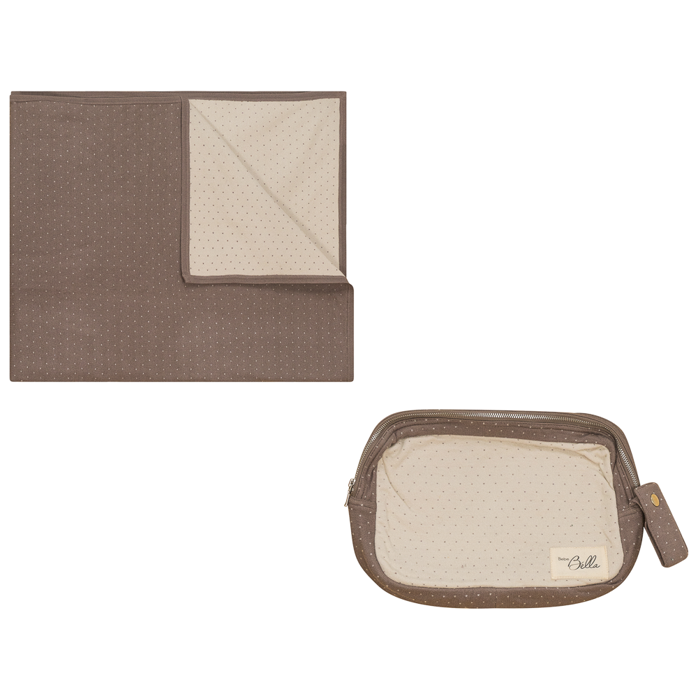 Knitted Blanket with Pouch in Mink Dark Almond One Size by Bebe Bella