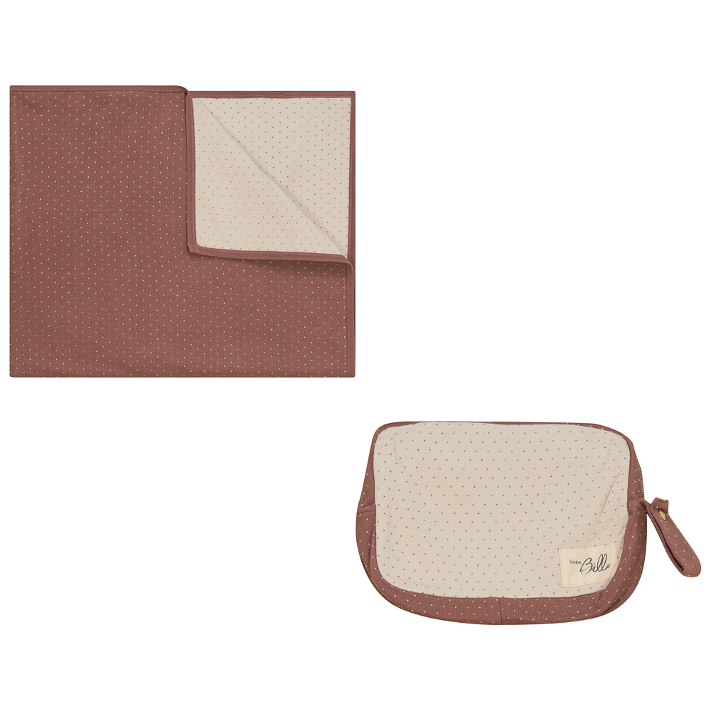 Knitted Blanket with Pouch in Rose Dark Almond One Size by Bebe Bella