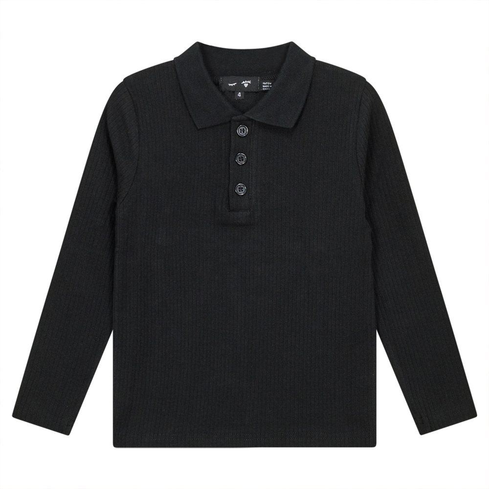 Ribbed Polo in Black by Peek a boo