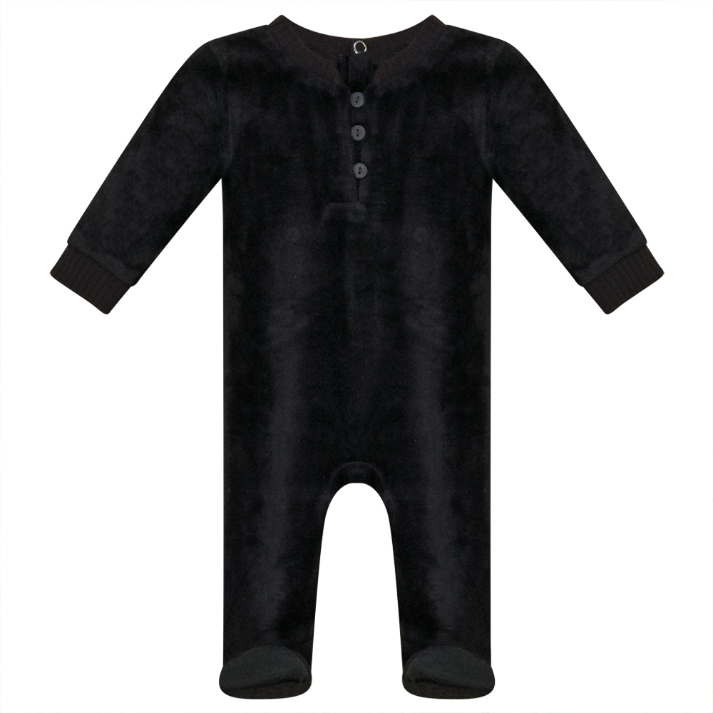 Cotton Velour Romper Black Baby Romper by {{ product_vemdor}}