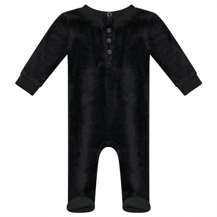 Cotton Velour Romper Black Baby Romper by {{ product_vemdor}}