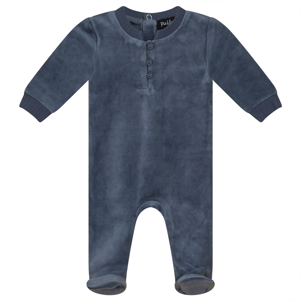 Cotton Velour Romper Dark Blue Grey Baby Romper by {{ product_vemdor}}