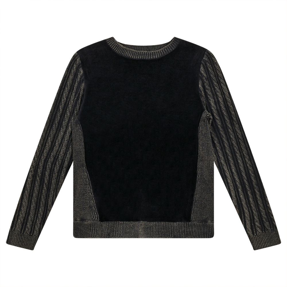 Distressed Cotton Velour Top Black Wash Ladies Sweater by {{ product_vemdor}}