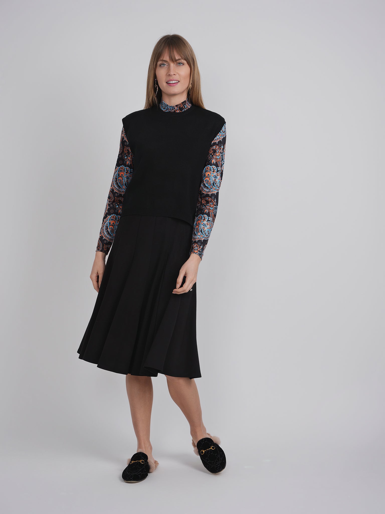 Knit High Low Vest in by Milan Italy