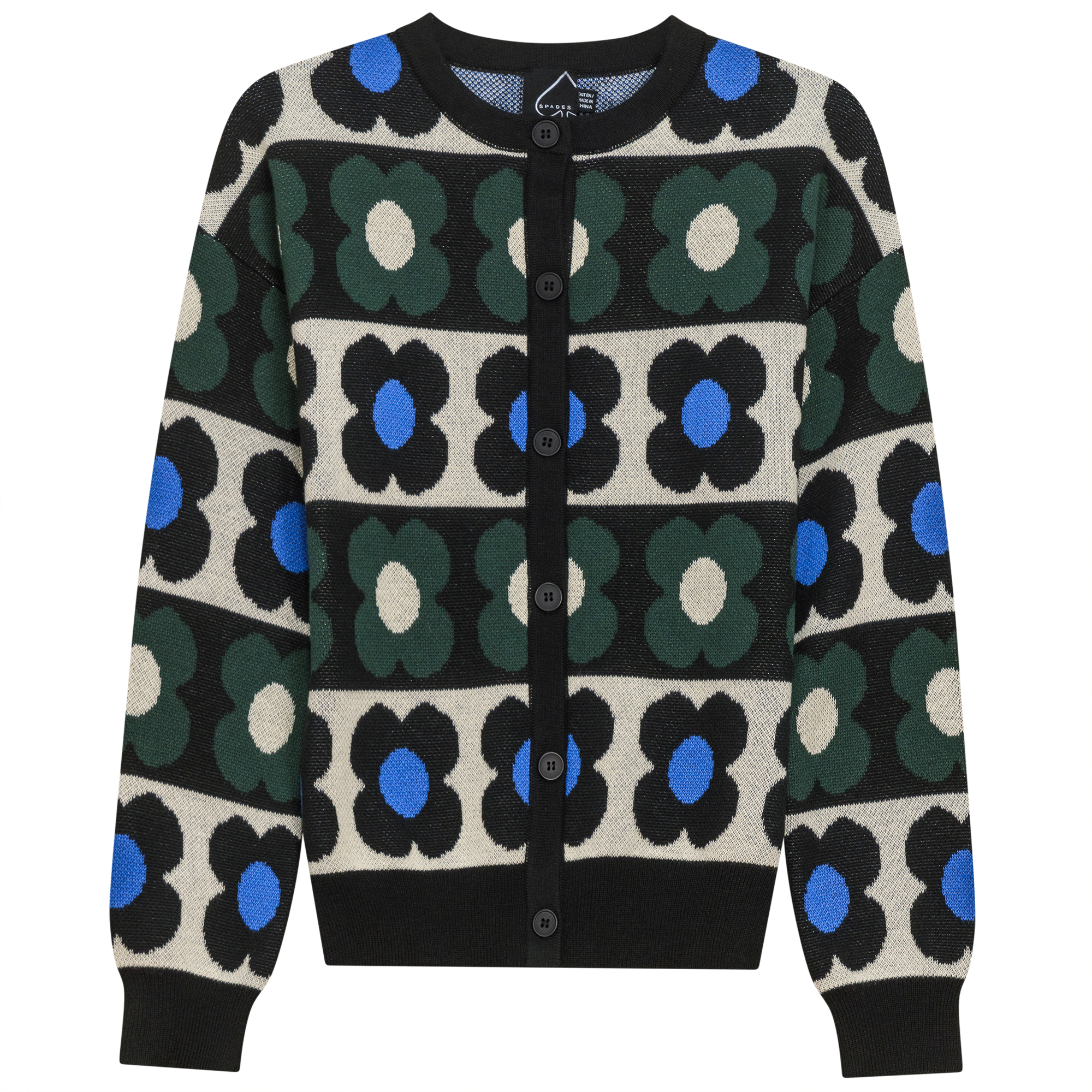 Knit Cardigan in Black Cream by Spades