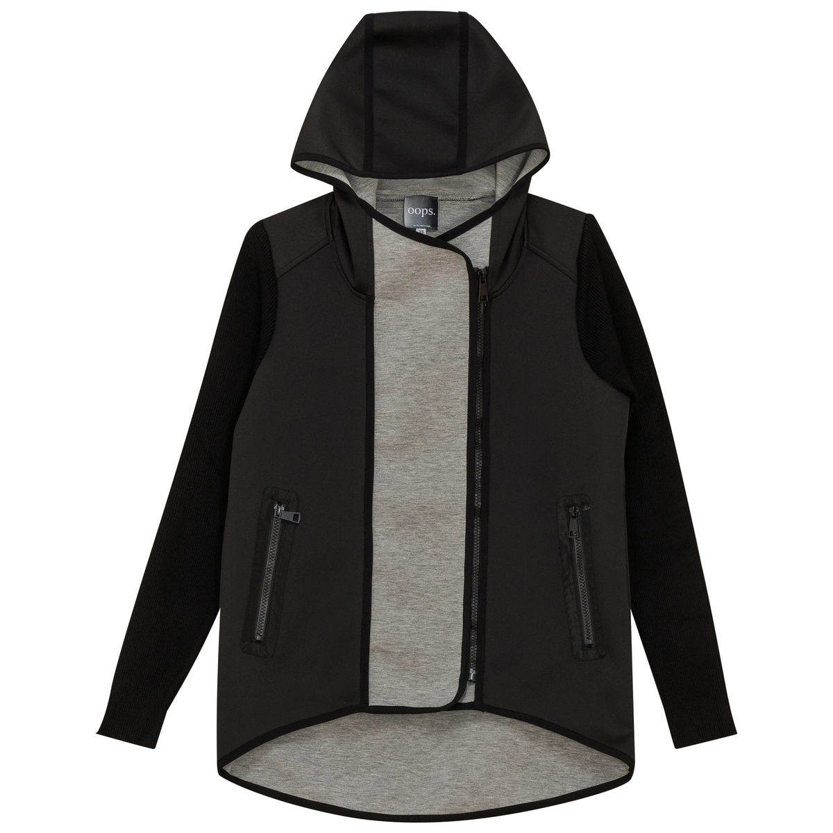 Scuba Knit Combo Hoodie in Black by Oops