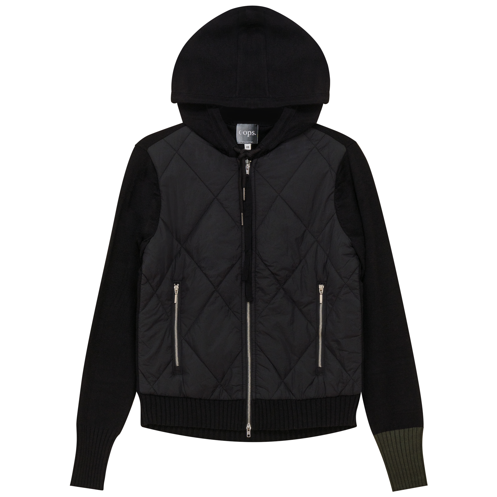 Quilted Bomber Jacket Combo in Black Olive by Oops