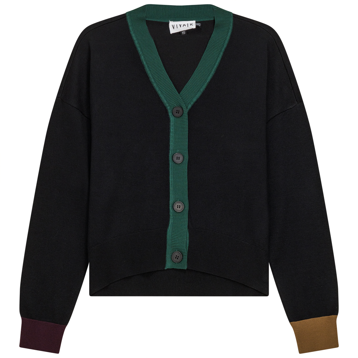 Color Blocked Cropped Cardigan in Black Hunter by Viva K