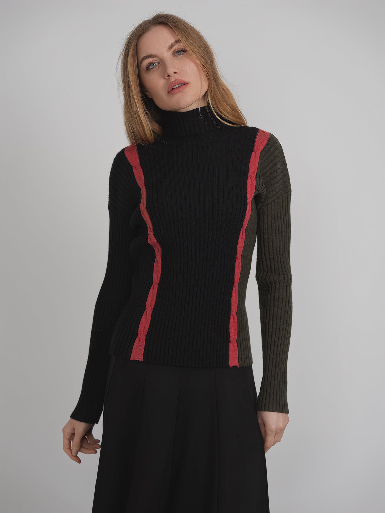 Knit Turtle Neck Cable Top in by Birch
