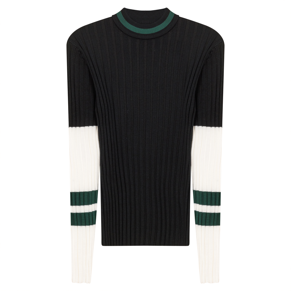 Ribbed Striped Knit Sweater in Black Hunter by Coco