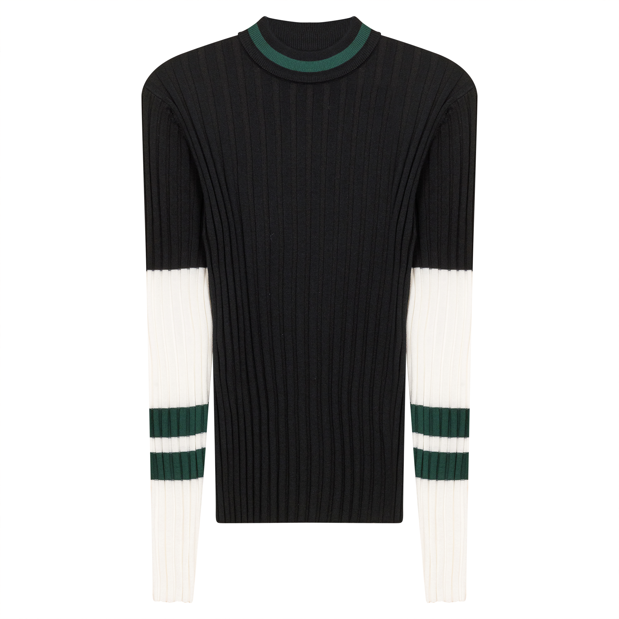 Ribbed Striped Knit Sweater in Black Hunter by Coco