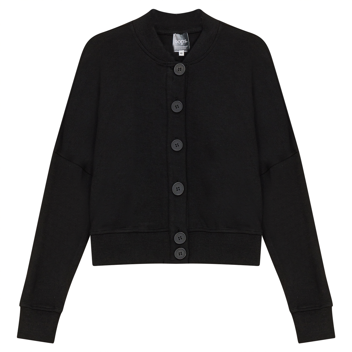 Cropped Sweatshirt Cardigan in Black by Oops