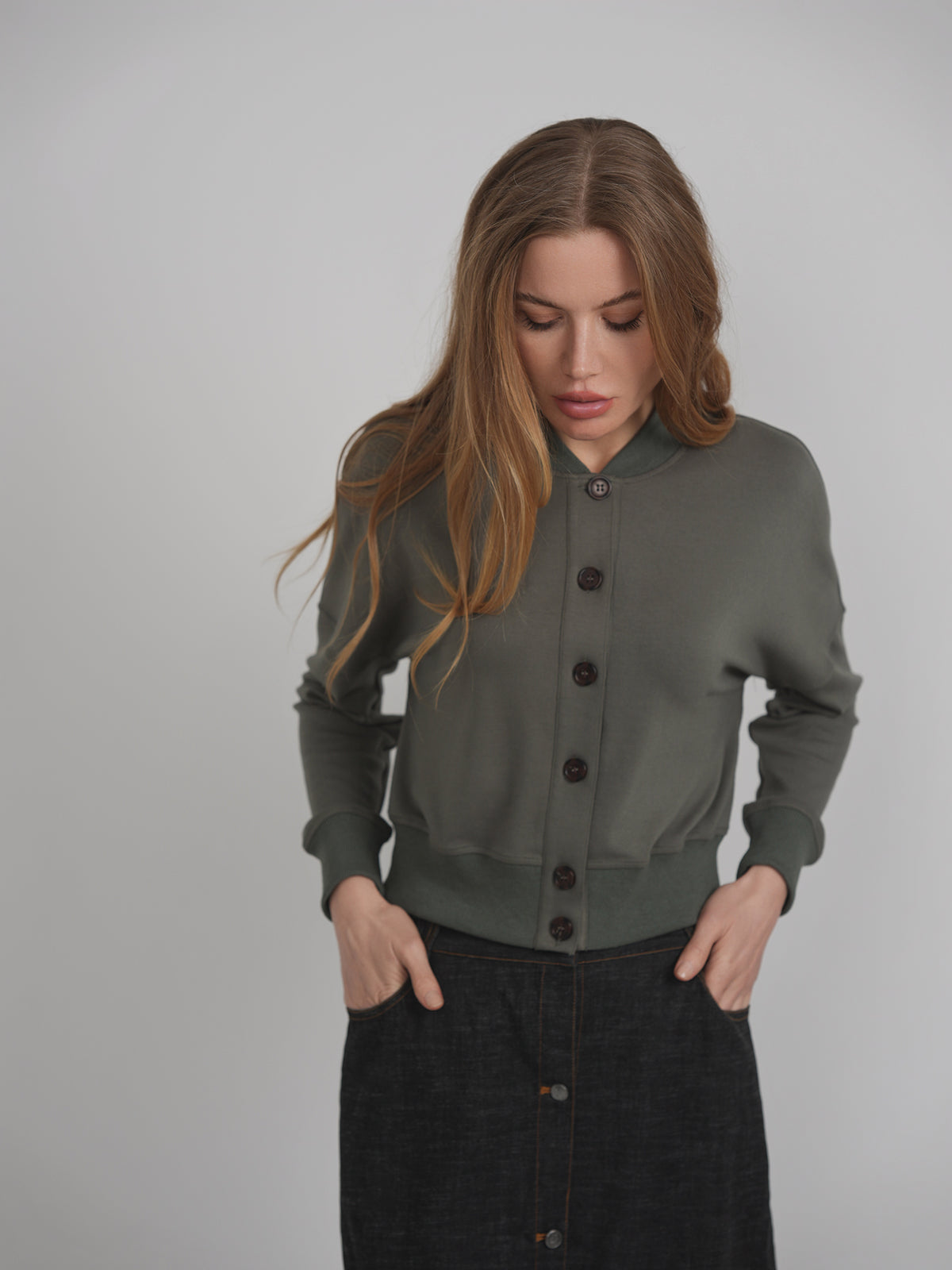 Cropped Sweatshirt Cardigan in by Oops