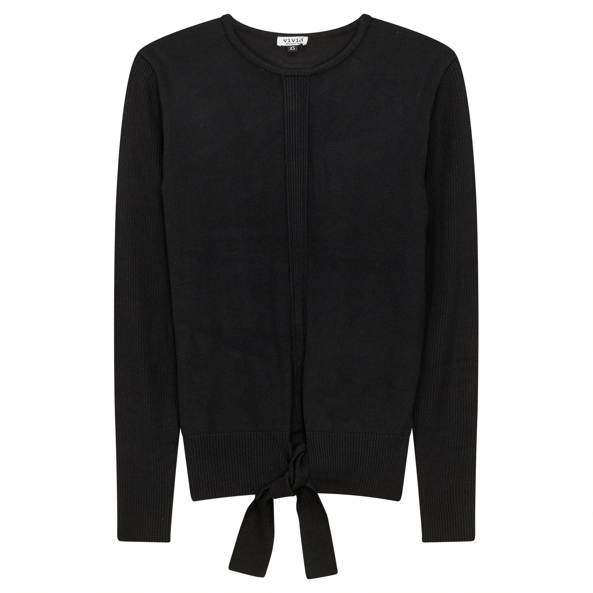 Knit Tie Sweater in Black by Vivid