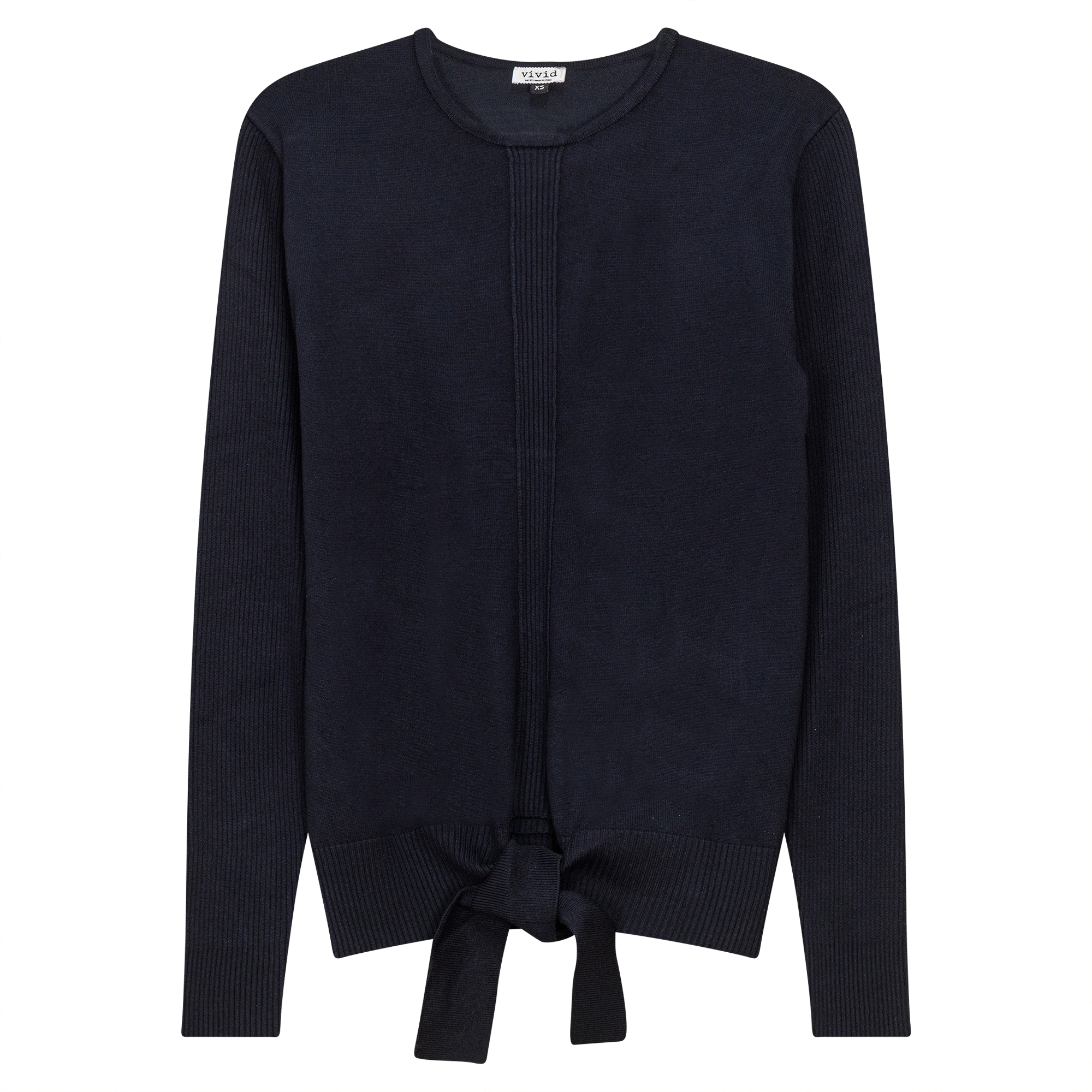 Knit Tie Sweater in Dark Navy by Vivid