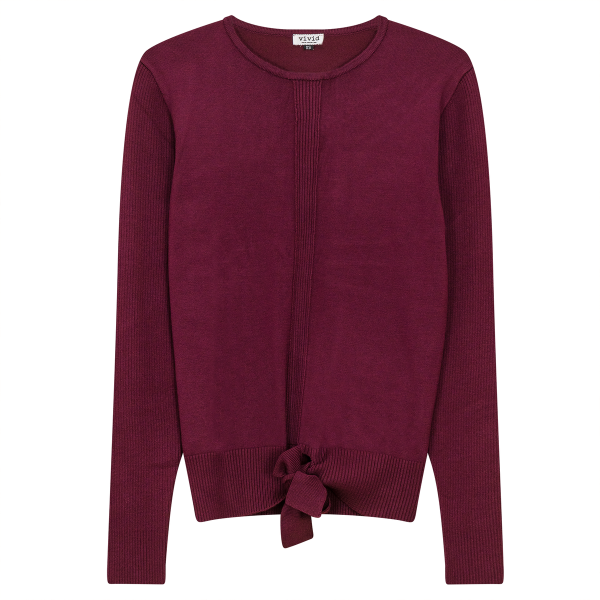 Knit Tie Sweater in Wine by Vivid