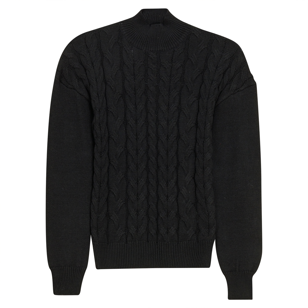 Cable Knit Turtle Neck Sweater in Black by Diciannove