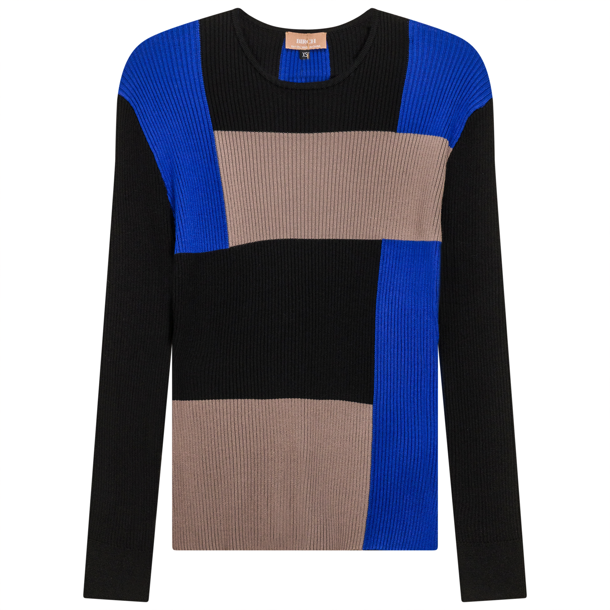 Color Blocked Rib Combo Sweater in Black Sapphire by Birch