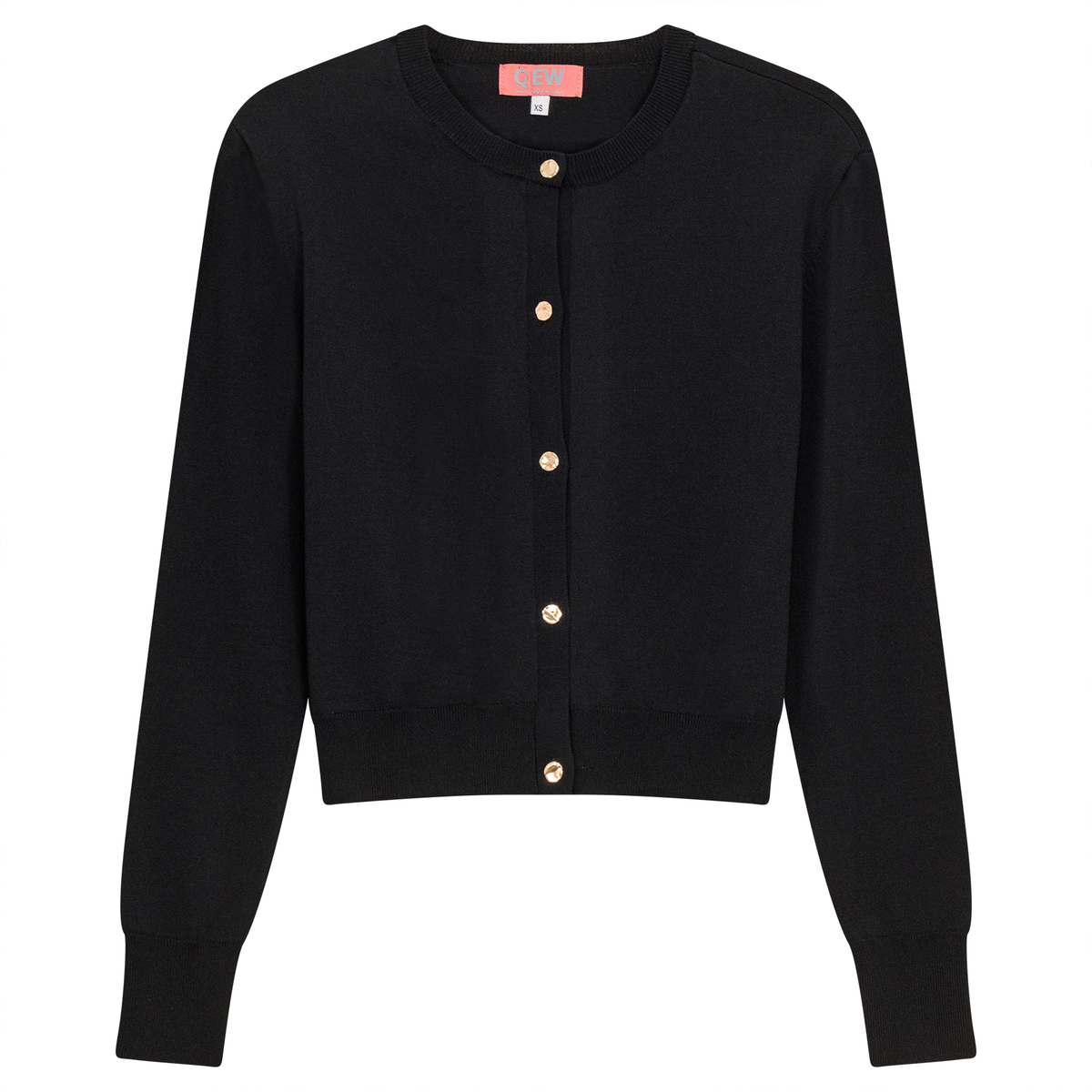Cropped Knit Cardigan With Pocket in Black by QEW