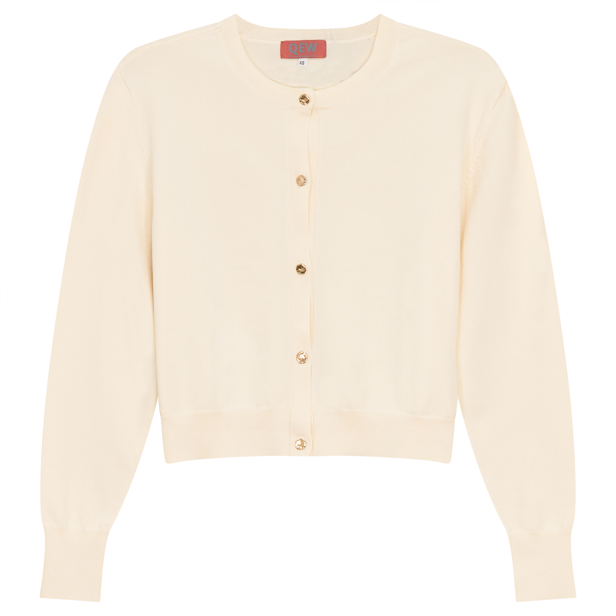 Cropped Knit Cardigan With Pocket in Cream by QEW