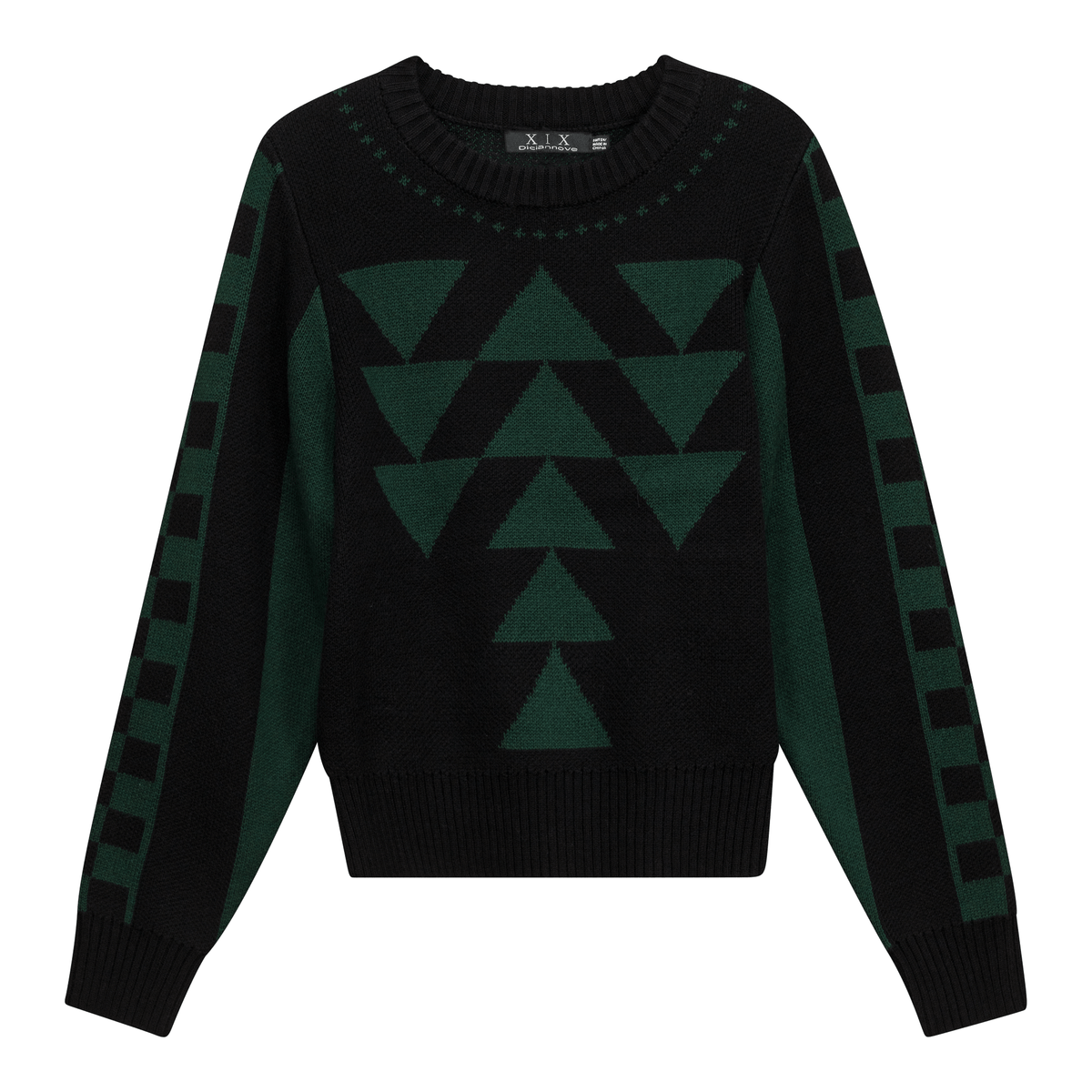 Geometric Print Sweater in Hunter Black by Spades