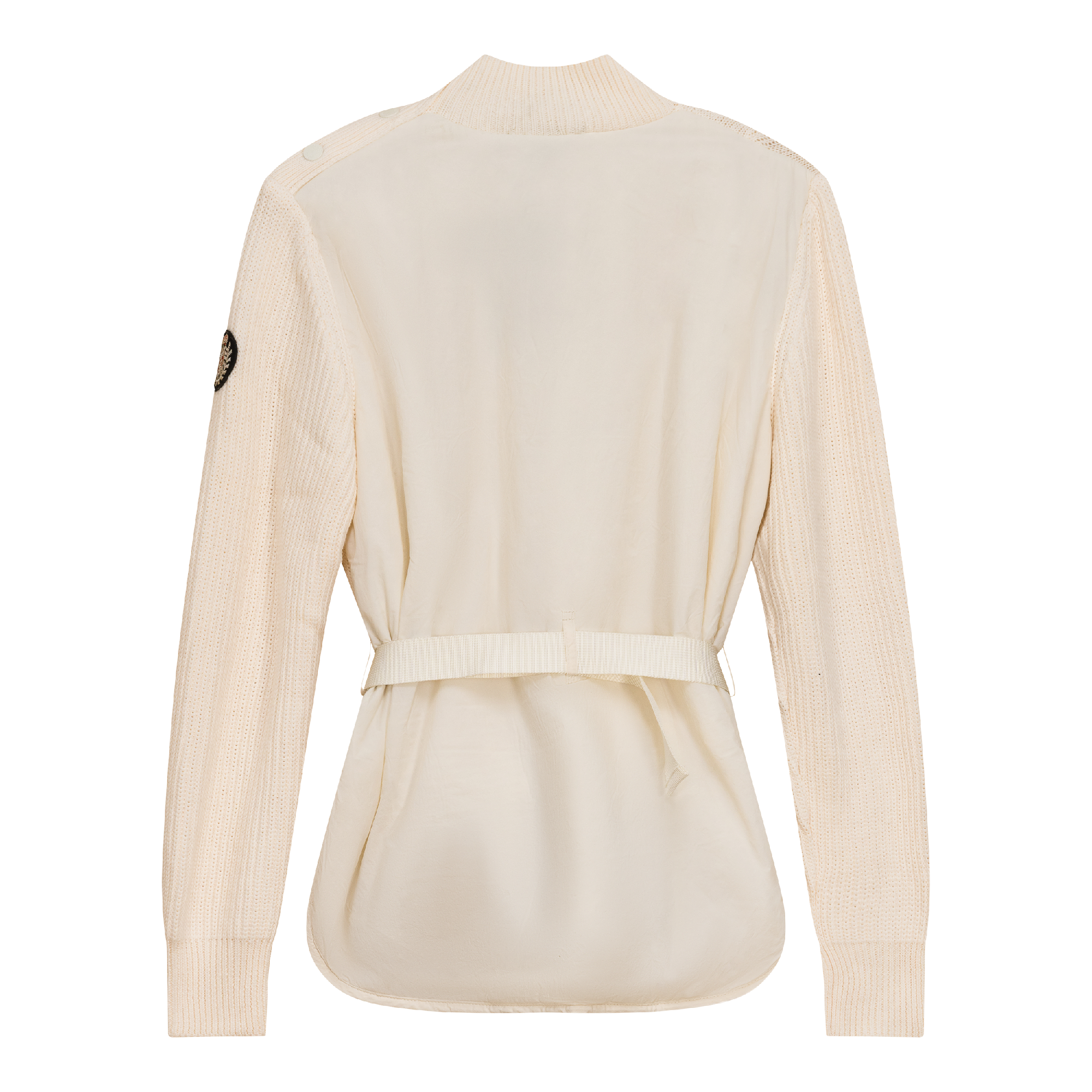 Cable knit Quilt Sweater With Belt in Cream by MiuMax